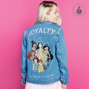 Cakeworthy Disney Princess Unisex Men Women Large Jean Jacket Ariel Belle Aurora